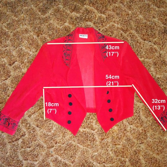 Amoretti Red Blaxer with black emroidery detail, double breasted buttons - Picture 3 of 8